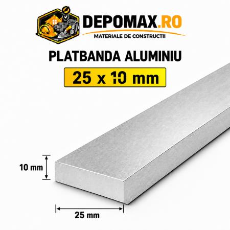 Platbanda aluminiu 25 x 10 mm, 6 metri (EN-AW 6060)